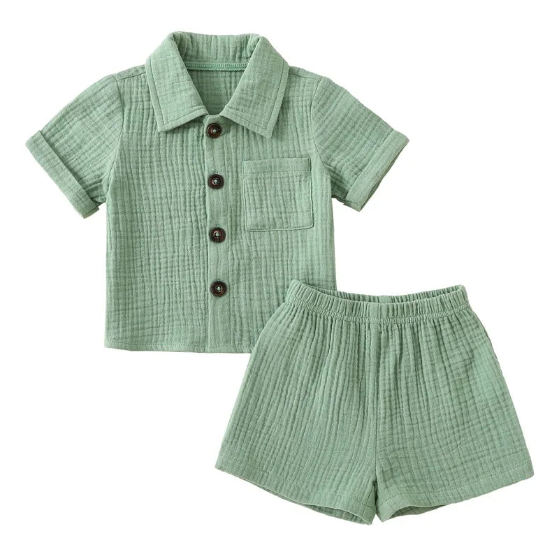Little Gentleman Cotton Linen Summer Outfit Set