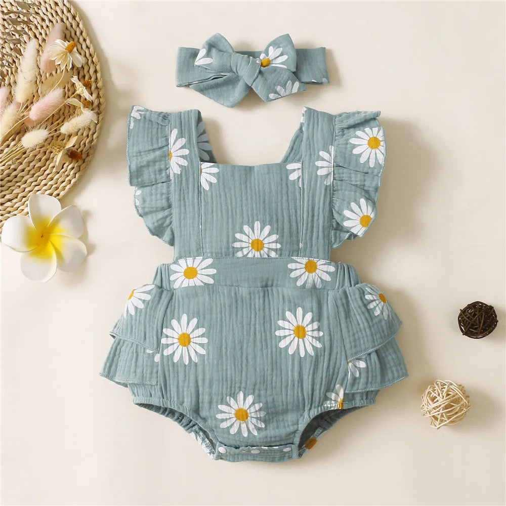 Sunny Daisy Sunflower Baby Romper Set