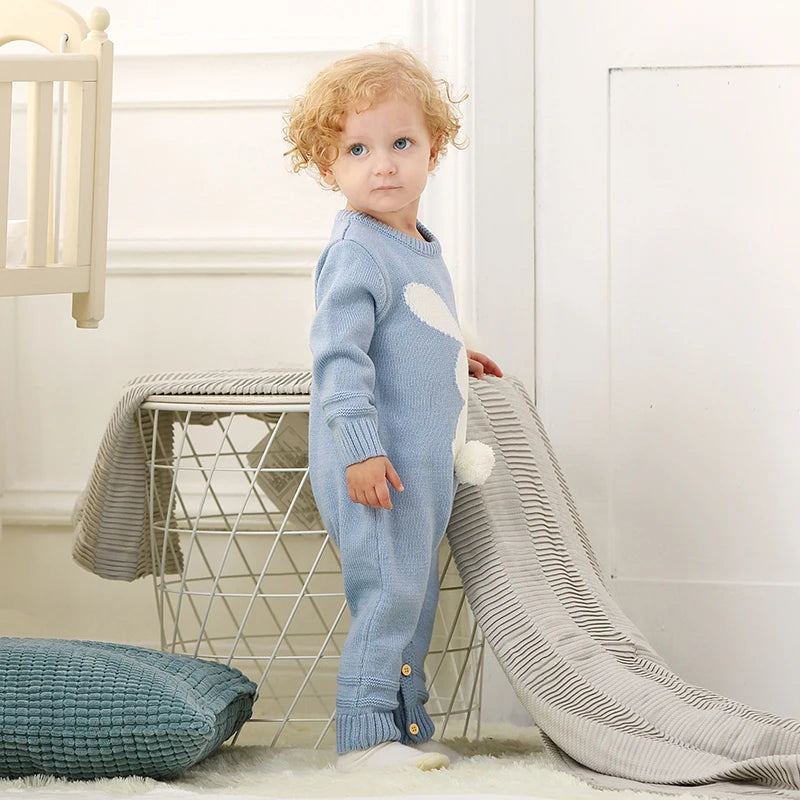Cute Rabbit Knitted Baby Rompers for Newborns