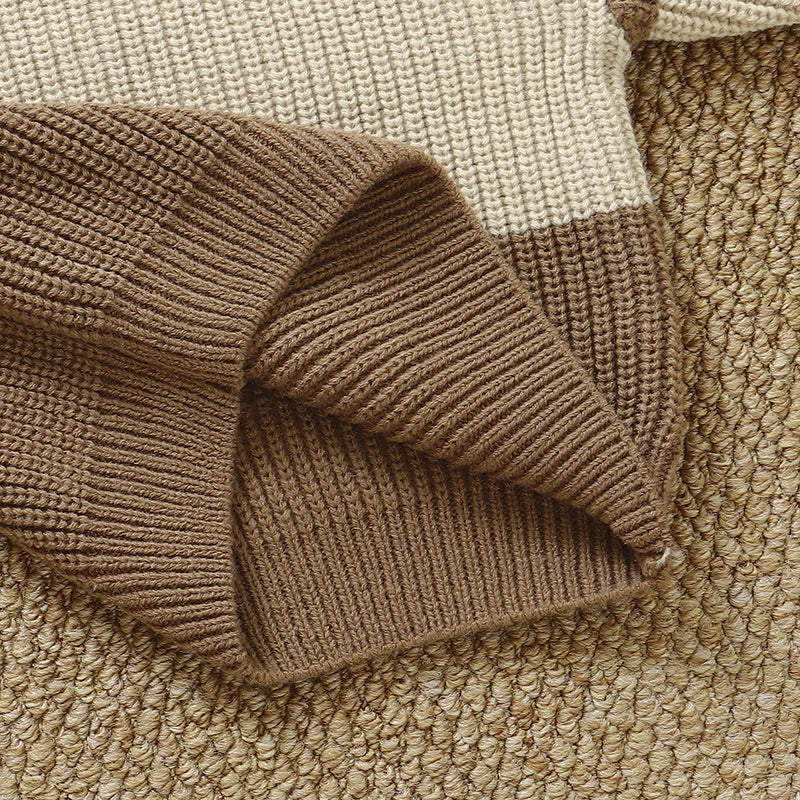 Warm Colorblock Toddler Knit Sweater for Cool Weather