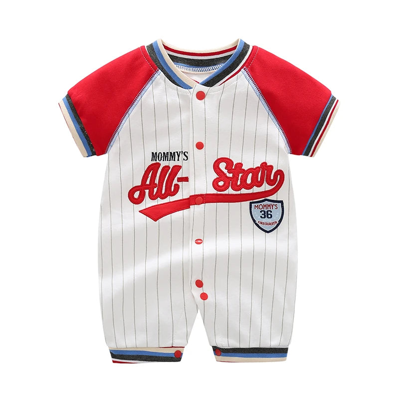 Baby Boy Varsity Baseball Pure Cotton Romper