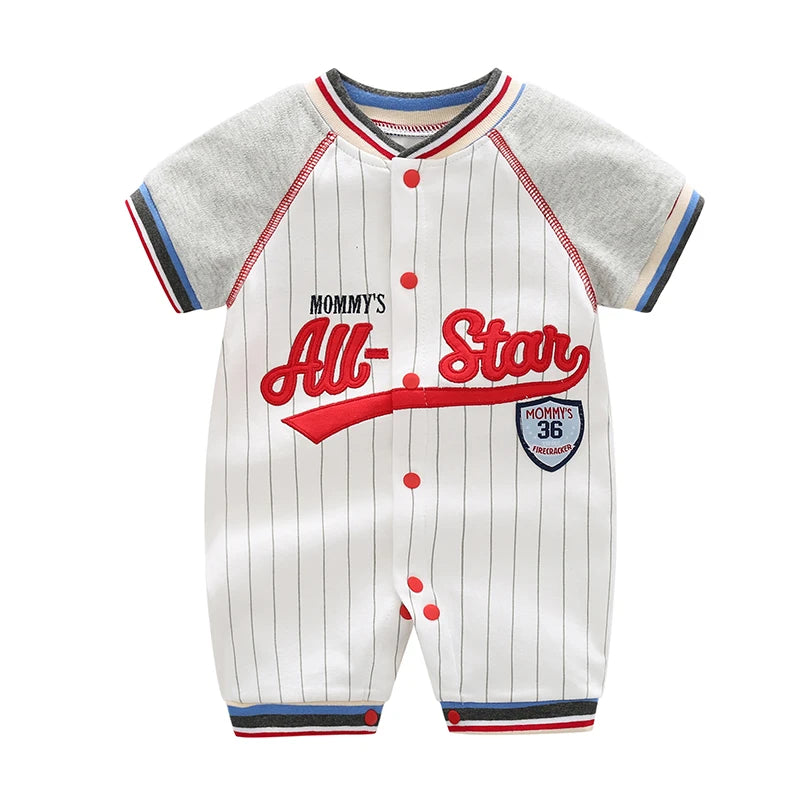 Baby Boy Varsity Baseball Pure Cotton Romper