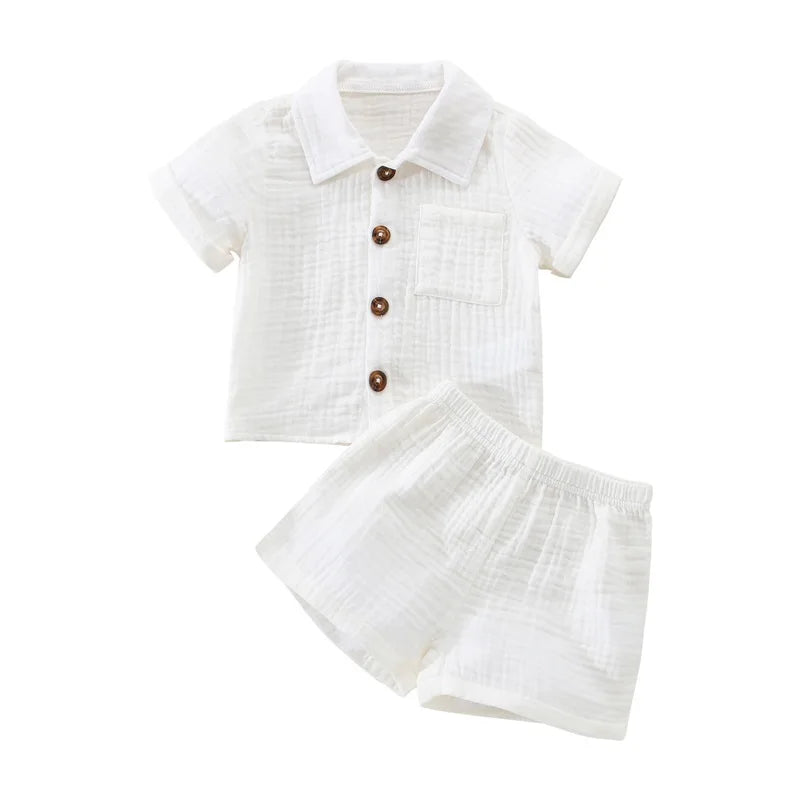 Little Gentleman Cotton Linen Summer Outfit Set