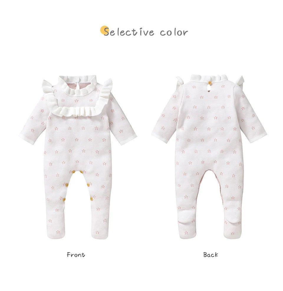 Adorable Newborn Casual Ruffle Romper for Autumn and Winter