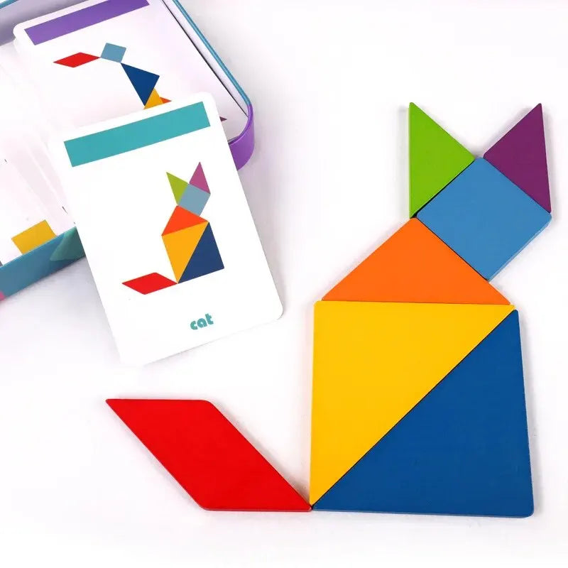 Colorful Shape Matching Tangram Puzzle Box