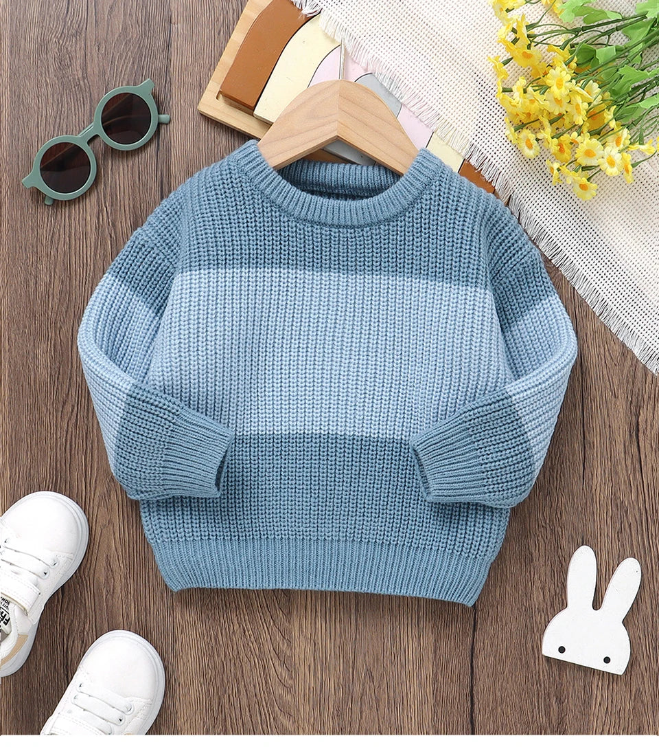 Warm Colorblock Toddler Knit Sweater for Cool Weather