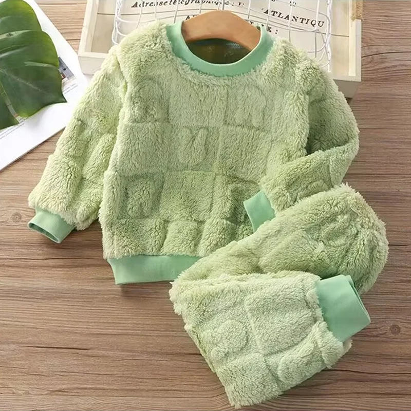 Korean Cloud Soft Kids Fleece Pajama Set