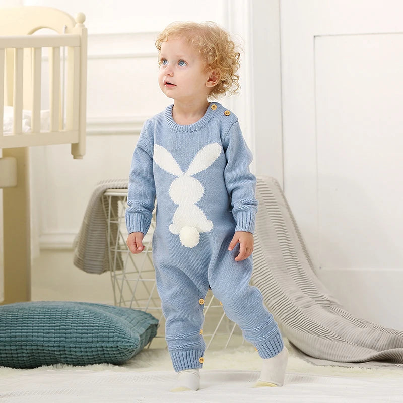 Cute Rabbit Knitted Baby Rompers for Newborns