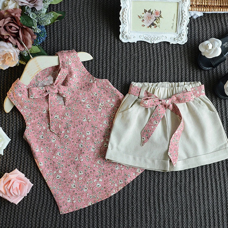 Sunny Days Sleeveless Floral Girls Two-Piece Outfit