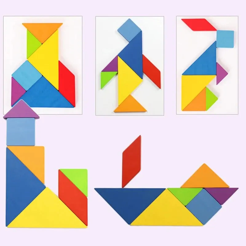 Colorful Shape Matching Tangram Puzzle Box