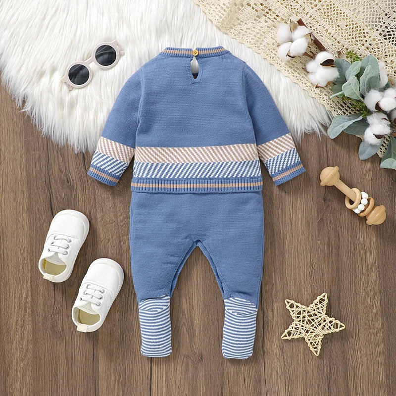 Classic Horse Embroidered Baby Knit Romper