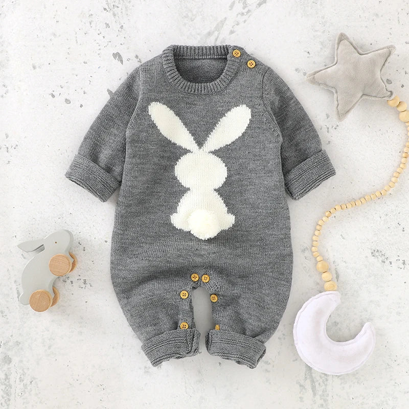 Cute Rabbit Knitted Baby Rompers for Newborns