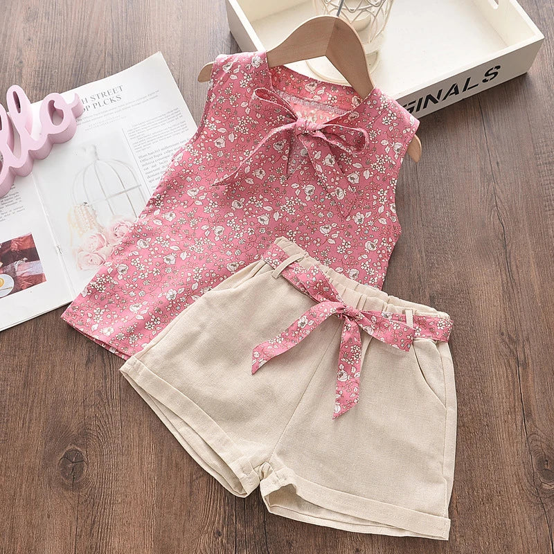 Sunny Days Sleeveless Floral Girls Two-Piece Outfit