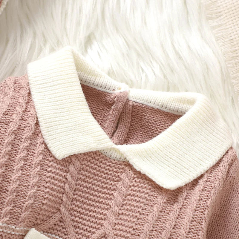 Adorable Vintage Pink Knit Long Sleeve Jumpsuit