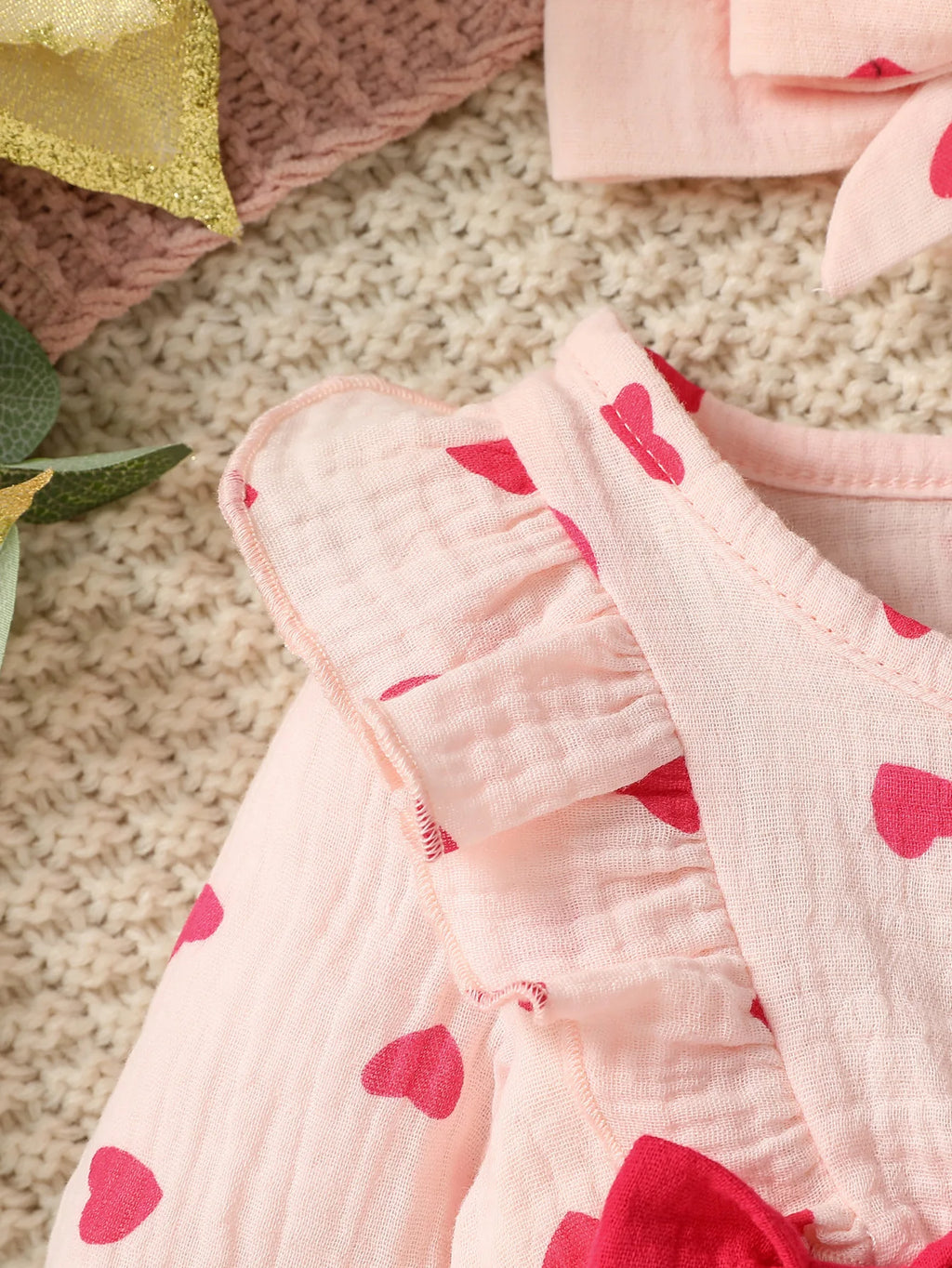 Sweet Floral Baby Romper with Matching Bow Headband Set
