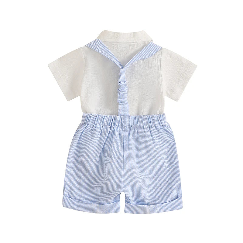 Classic Little Gentleman Romper and Suspender Shorts Set
