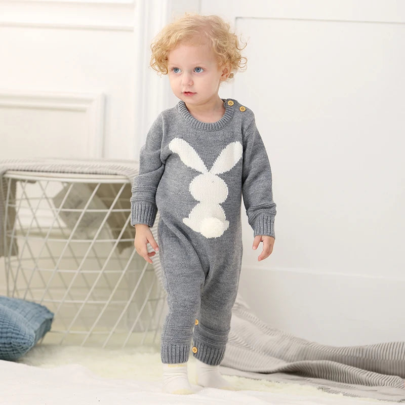 Cute Rabbit Knitted Baby Rompers for Newborns