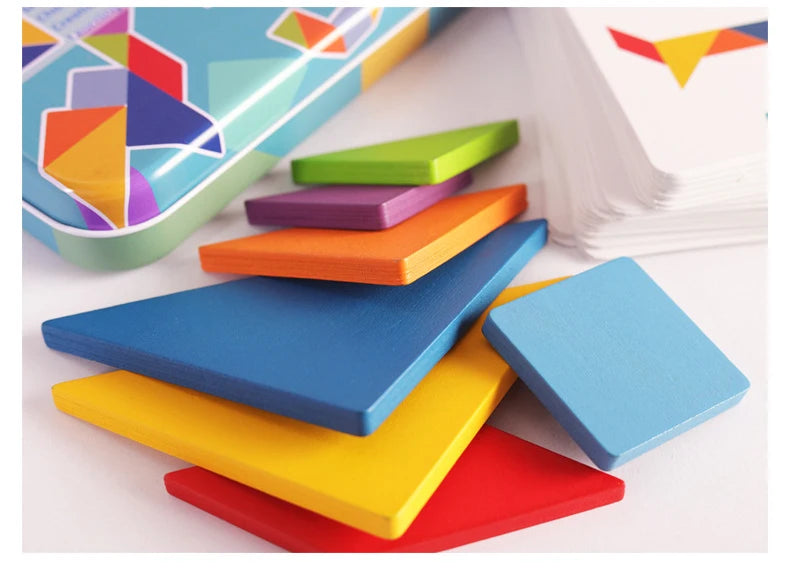 Colorful Shape Matching Tangram Puzzle Box