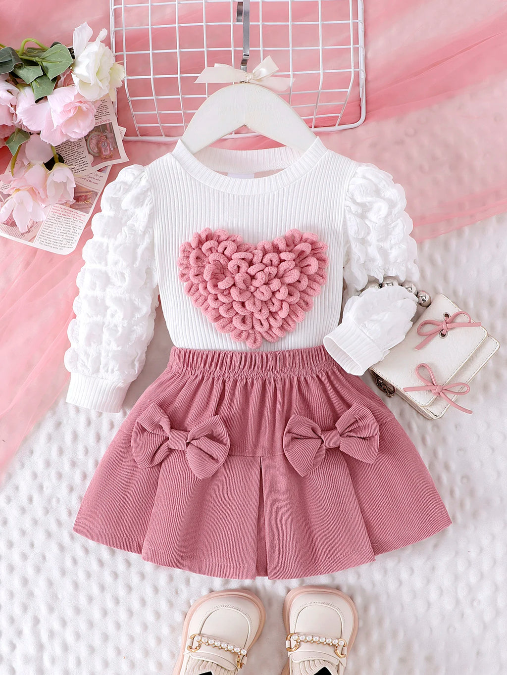 Sweet Heart Winter Pink Skirt for Little Girls