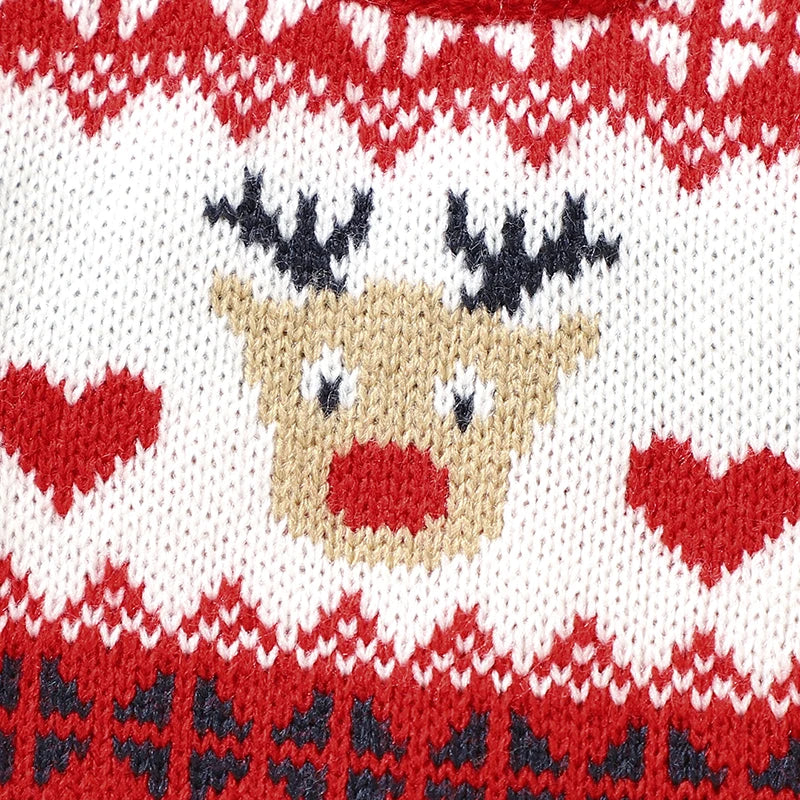 Festive Reindeer Knit Baby Romper with Matching Hat