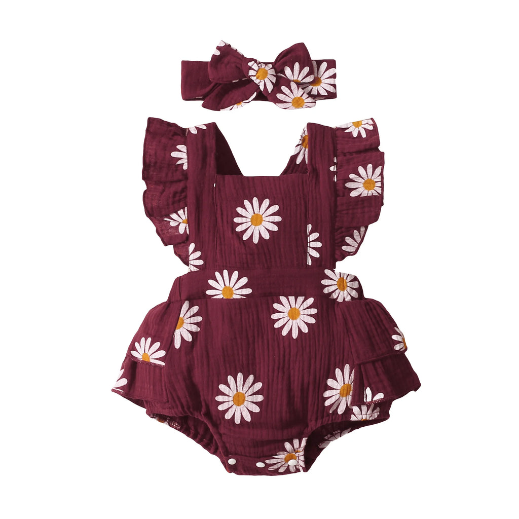 Sunny Daisy Sunflower Baby Romper Set