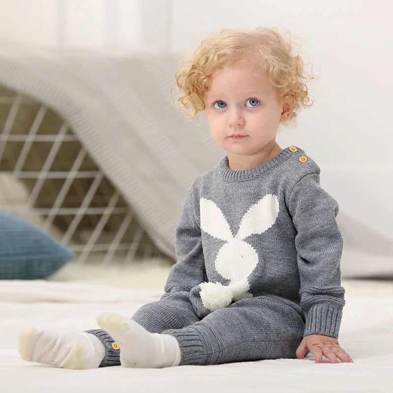 Cute Rabbit Knitted Baby Rompers for Newborns