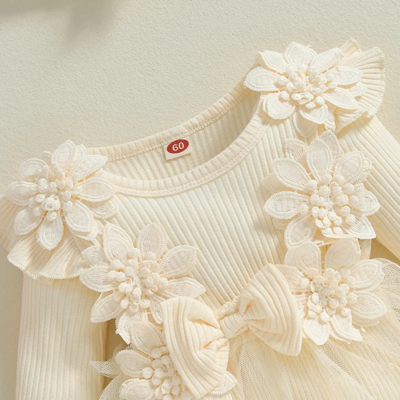 Floral Baby Girl Princess Romper Dress with Headband