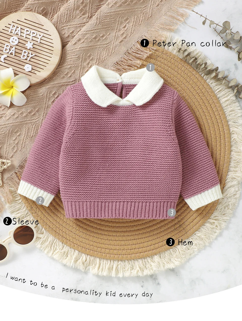 Elegant Baby Knit Turtle Neck Long Sleeve