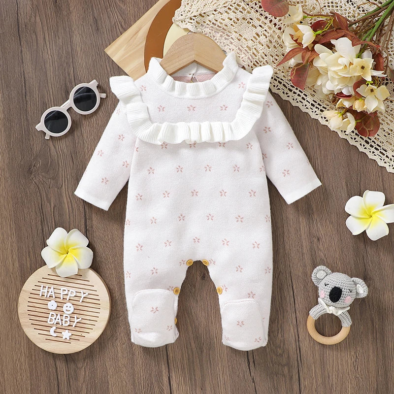 Adorable Newborn Casual Ruffle Romper for Autumn and Winter
