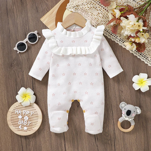 Adorable Newborn Casual Ruffle Romper for Autumn and Winter