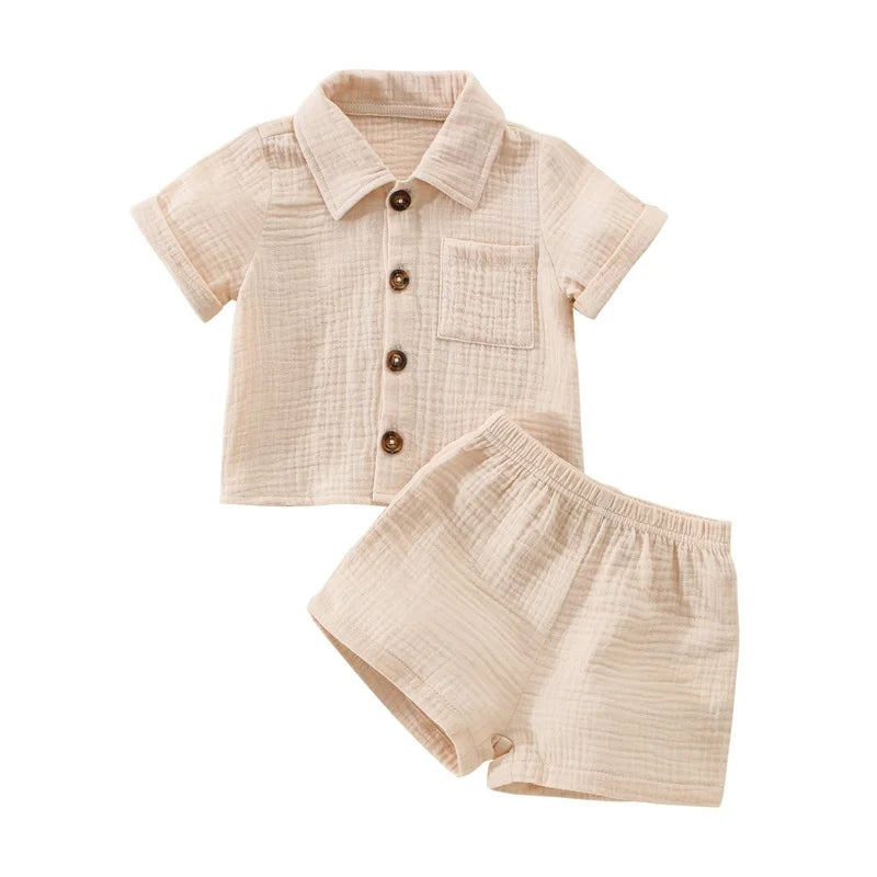 Little Gentleman Cotton Linen Summer Outfit Set