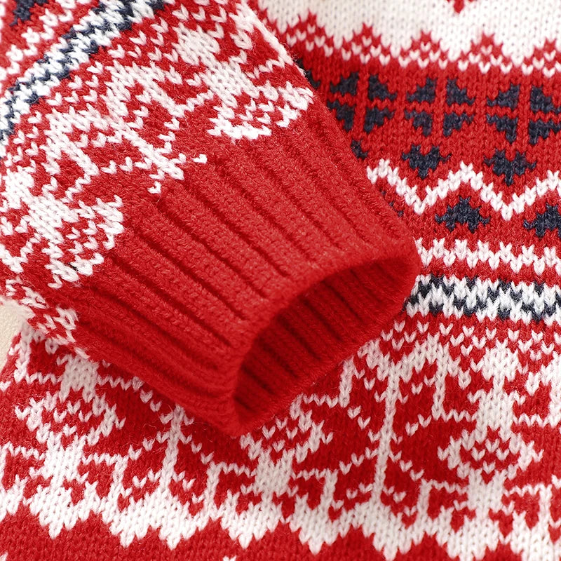 Festive Reindeer Knit Baby Romper with Matching Hat