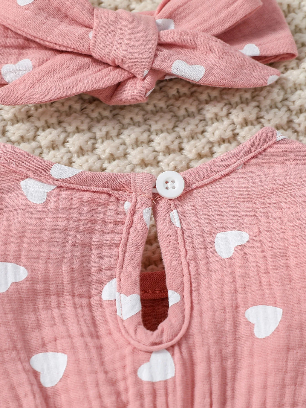 Sweet Floral Baby Romper with Matching Bow Headband Set