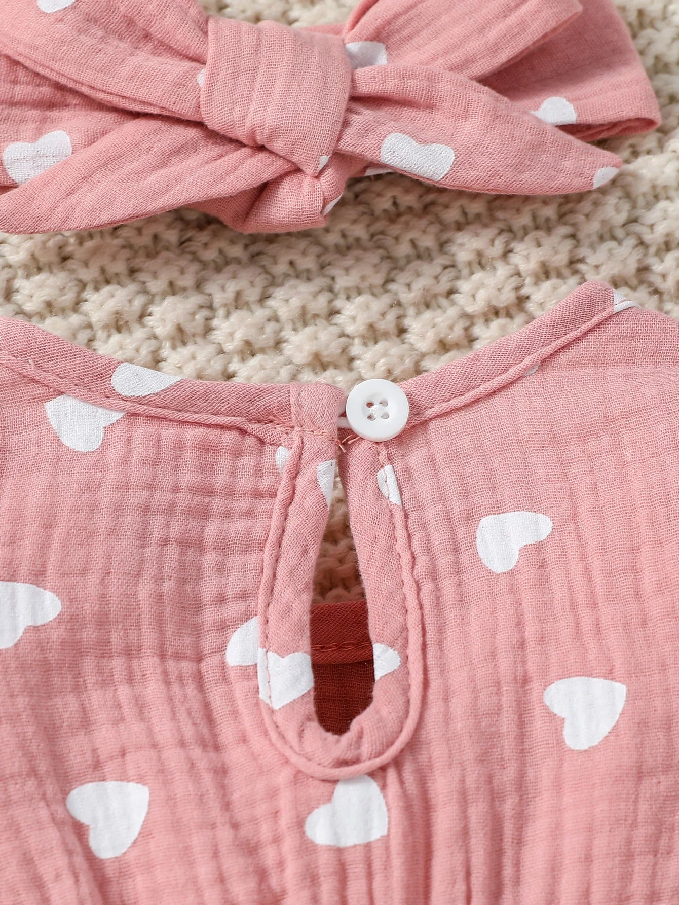Sweet Floral Baby Romper with Matching Bow Headband Set