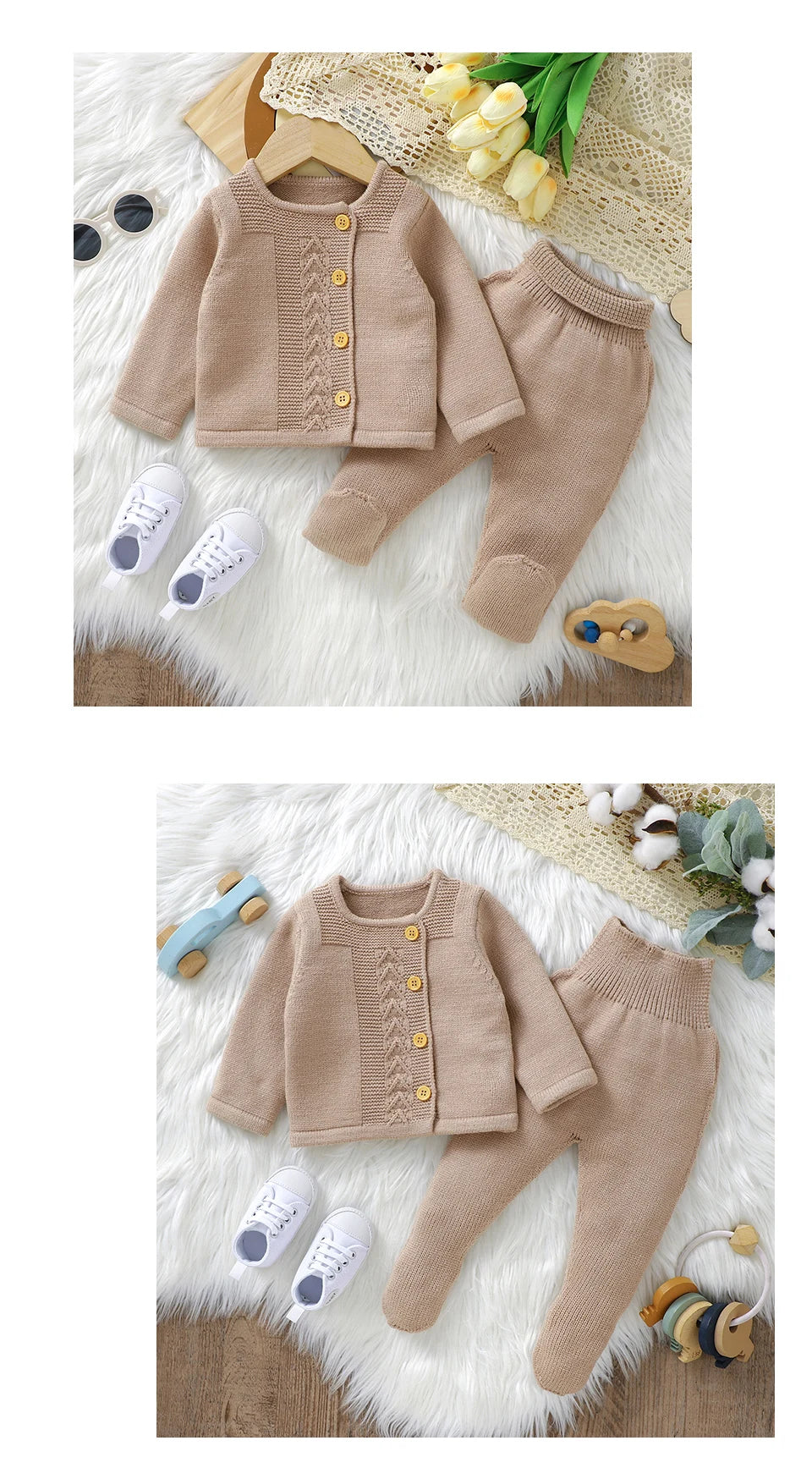 Soft Newborn Knit Outfit Two Piece Baby Set