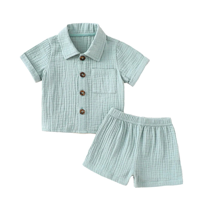 Little Gentleman Cotton Linen Summer Outfit Set