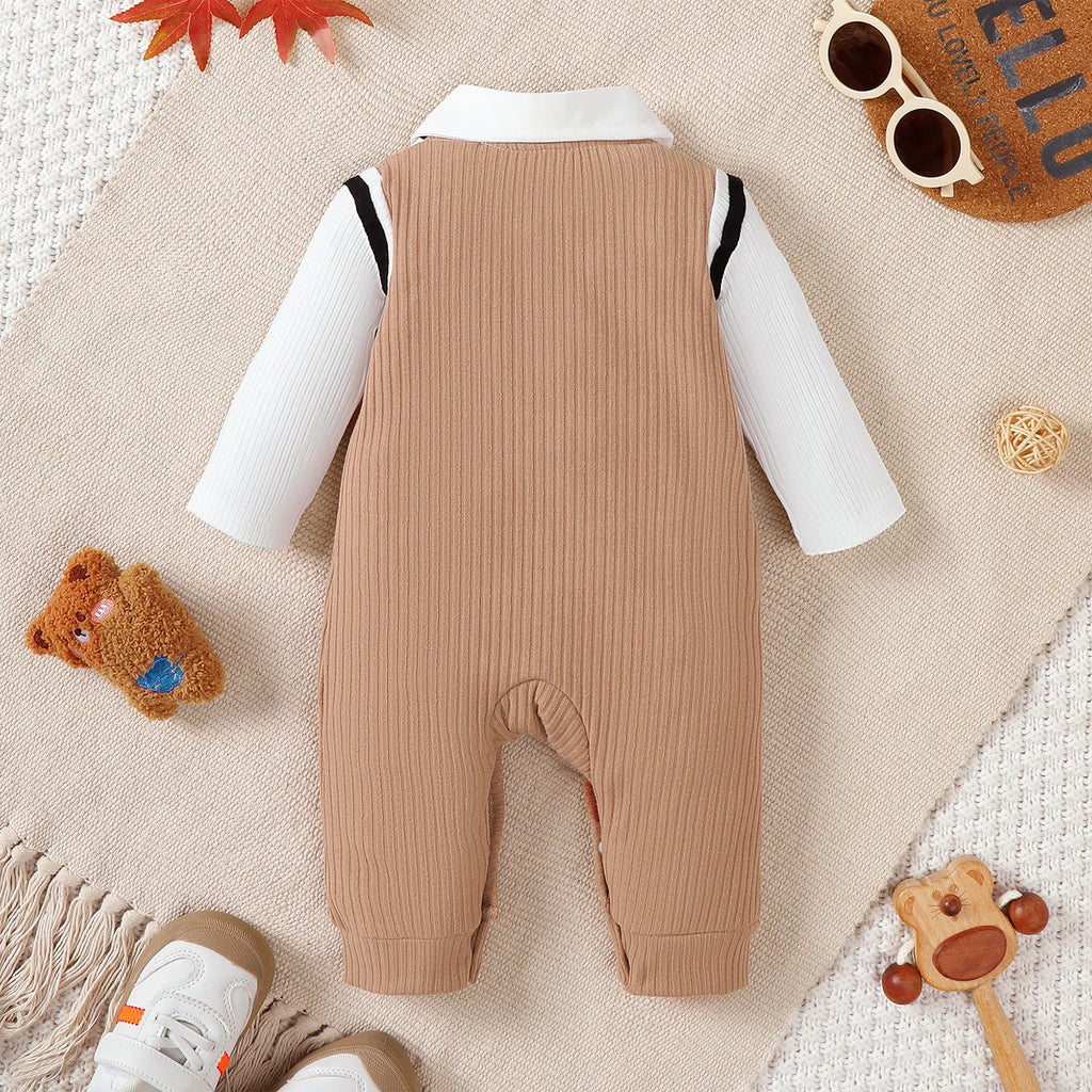 Little Gentleman Teddy Long Sleeve Romper