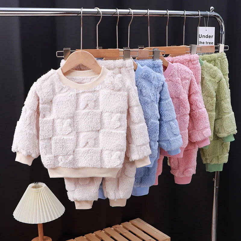 Korean Cloud Soft Kids Fleece Pajama Set