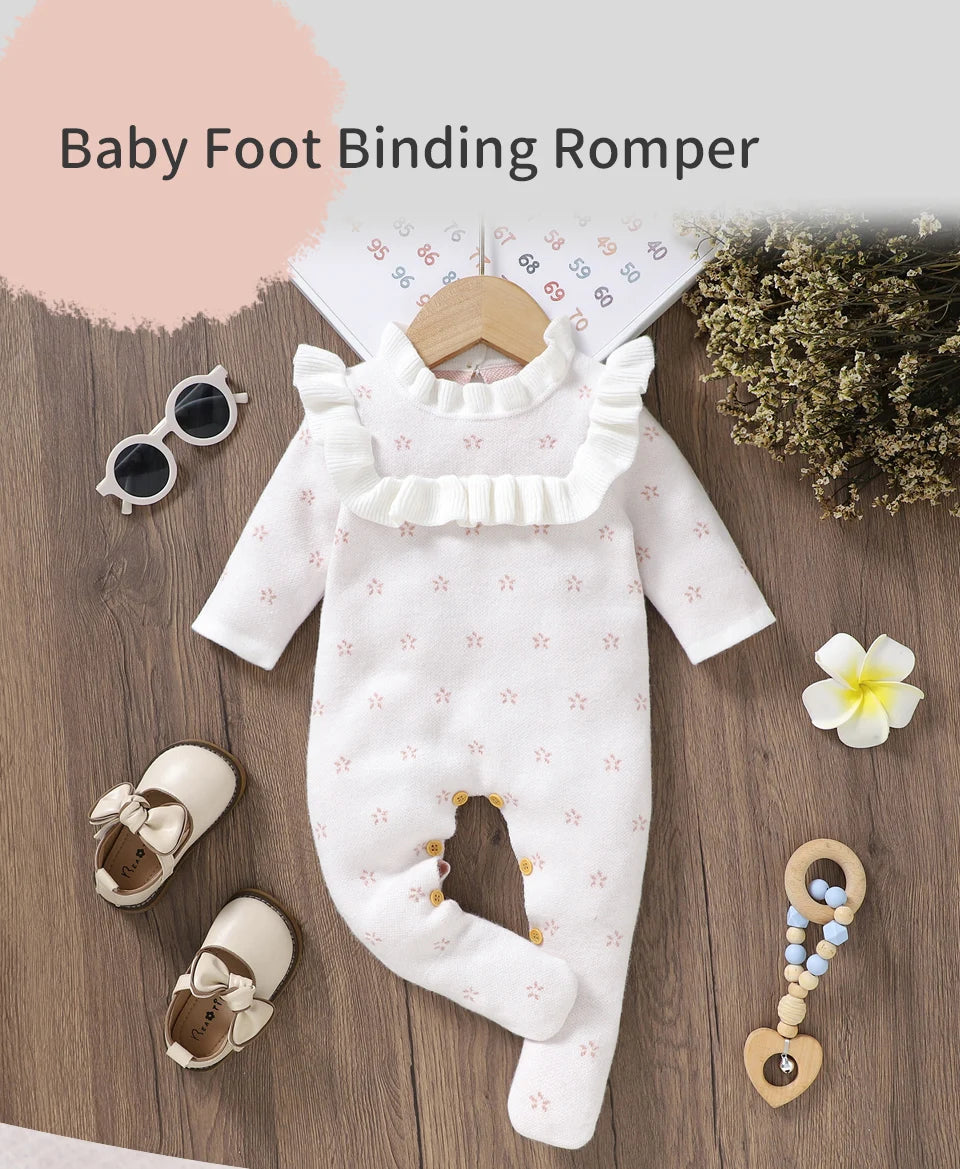 Adorable Newborn Casual Ruffle Romper for Autumn and Winter