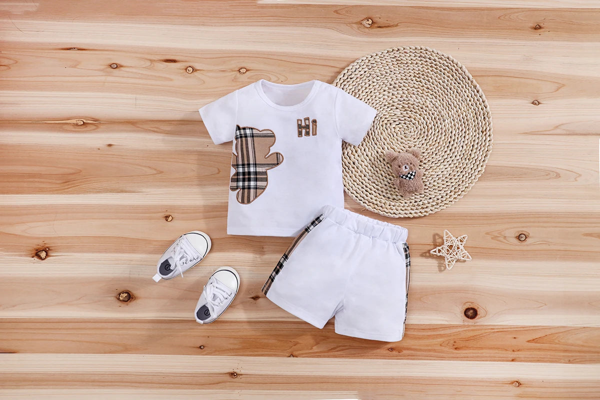 Cute Bear Baby Shorts Set 2pcs