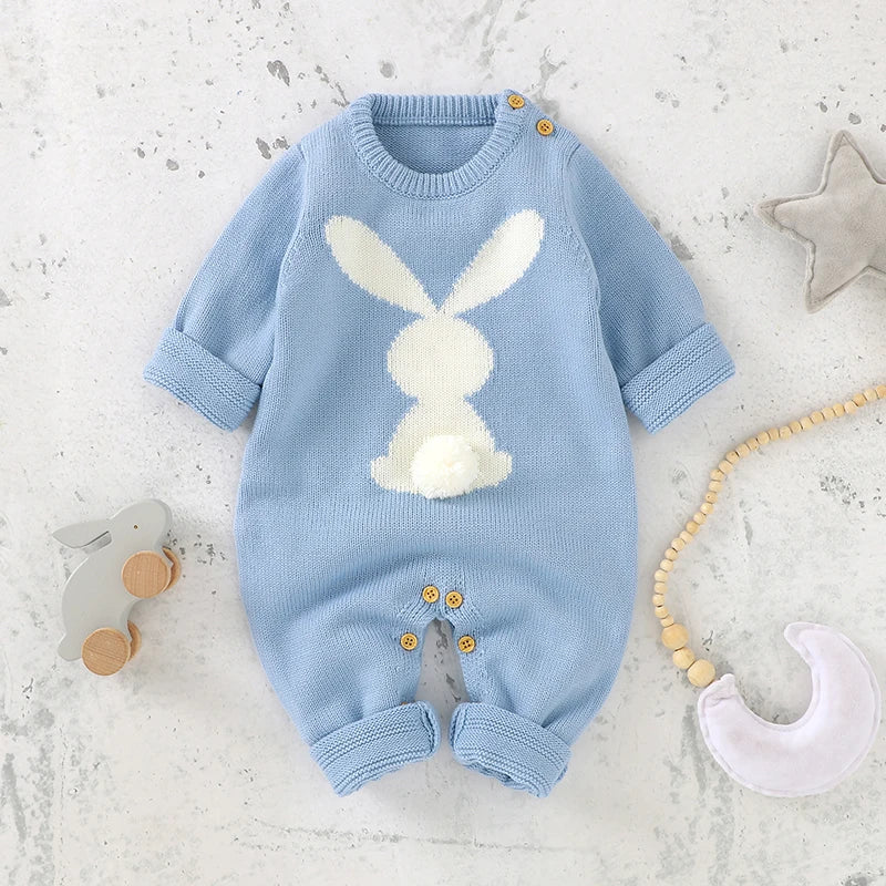 Cute Rabbit Knitted Baby Rompers for Newborns