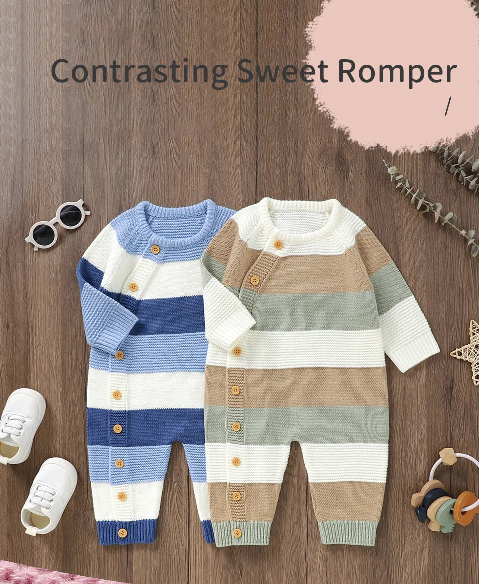 Striped Knit Baby Romper for Everyday Comfort