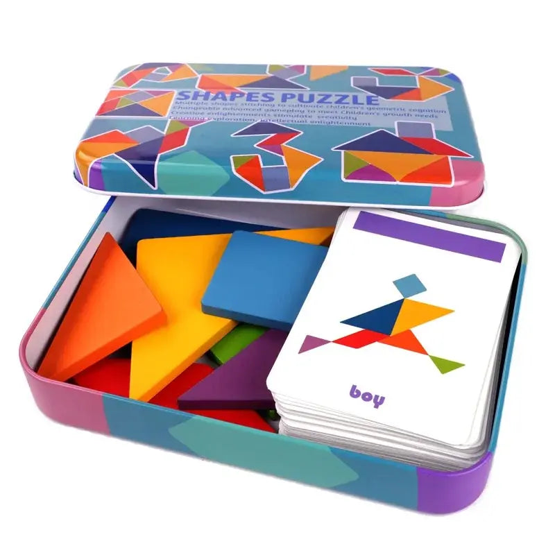 Colorful Shape Matching Tangram Puzzle Box
