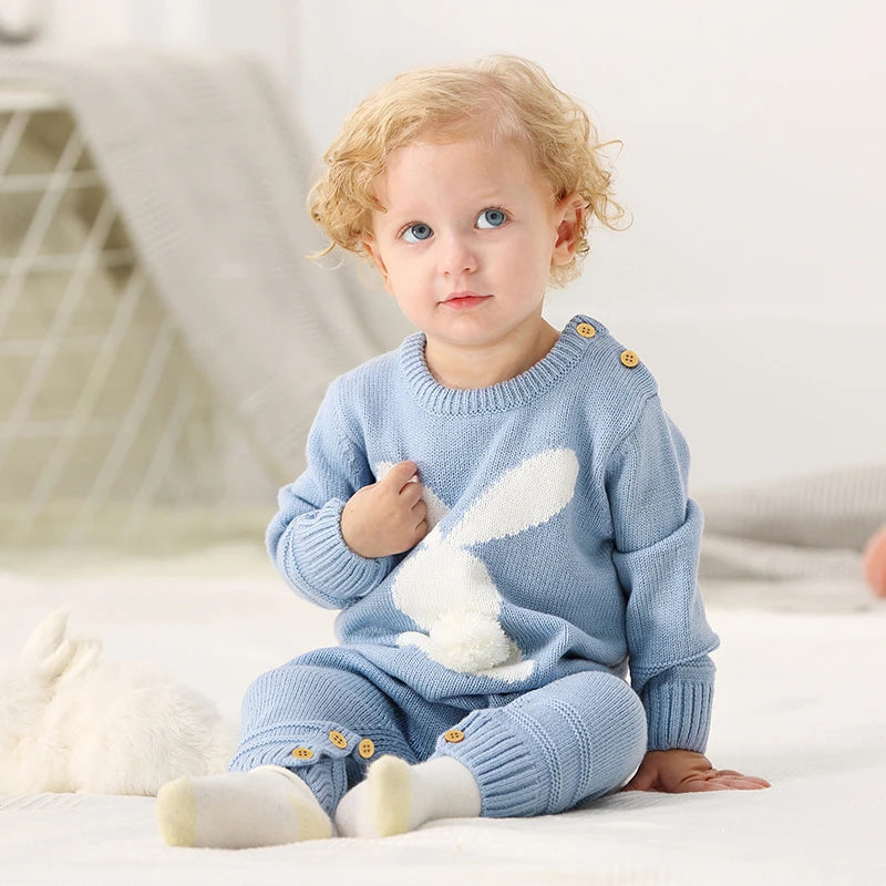Cute Rabbit Knitted Baby Rompers for Newborns