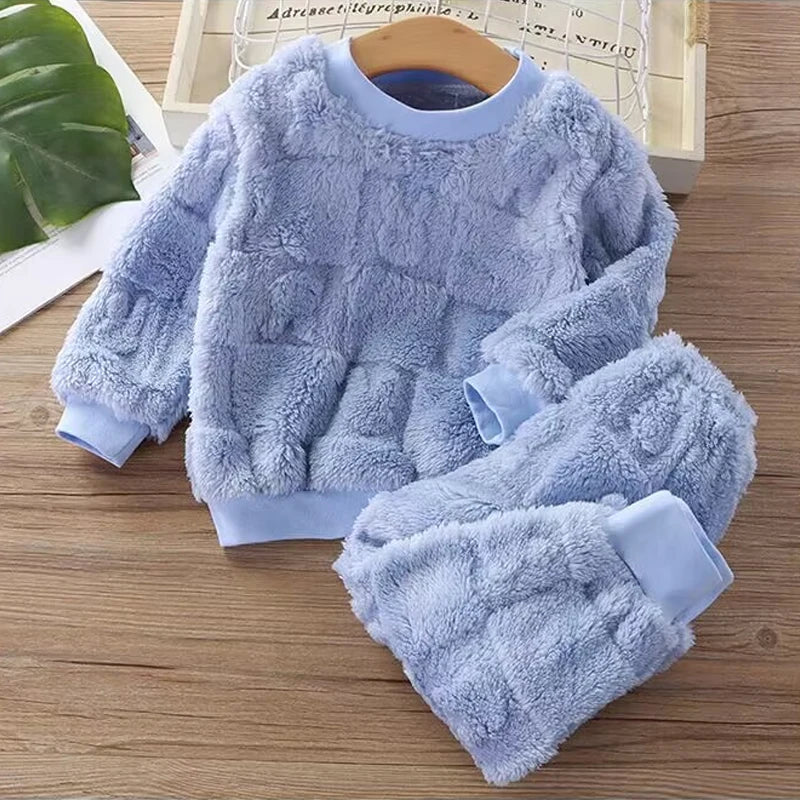 Korean Cloud Soft Kids Fleece Pajama Set
