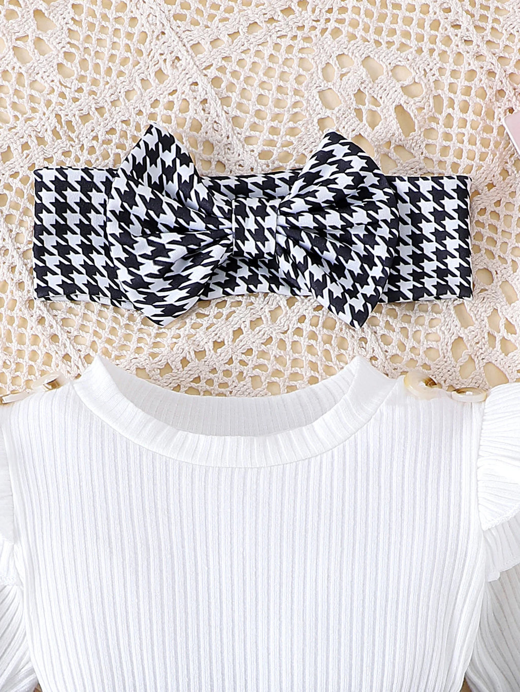 Sweet Autumn Baby Girl Dress Set with Bow Headband and Tights