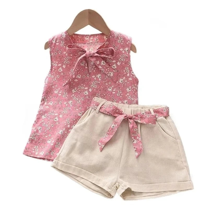 Sunny Days Sleeveless Floral Girls Two-Piece Outfit