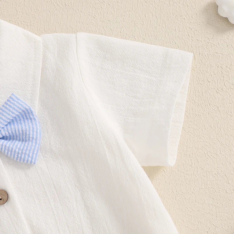 Classic Little Gentleman Romper and Suspender Shorts Set