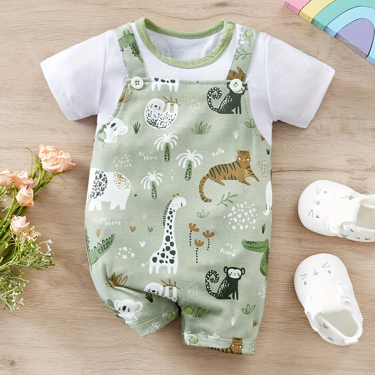 Adorable Safari Adventure Baby Romper Set