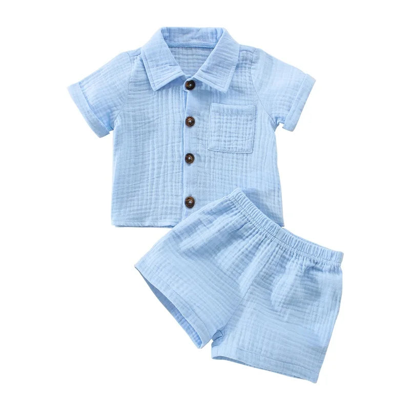 Little Gentleman Cotton Linen Summer Outfit Set